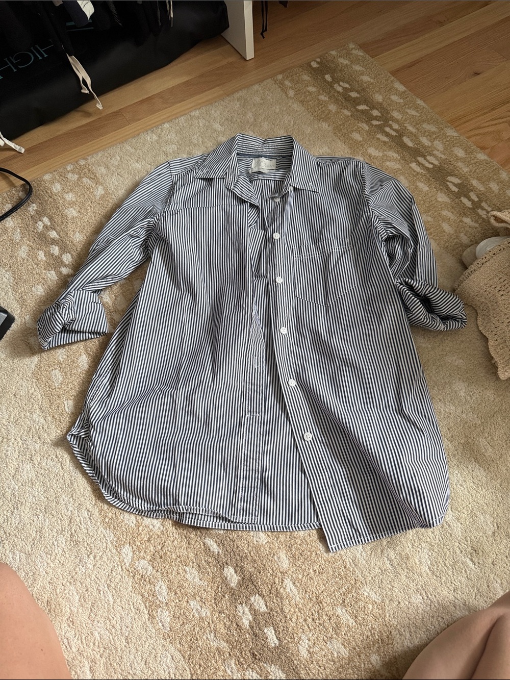 J crew Navy & White Stripe Button-Down Shirt